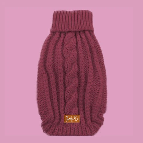 Charlie & co cable knit jumper - Plum - HOUNDS