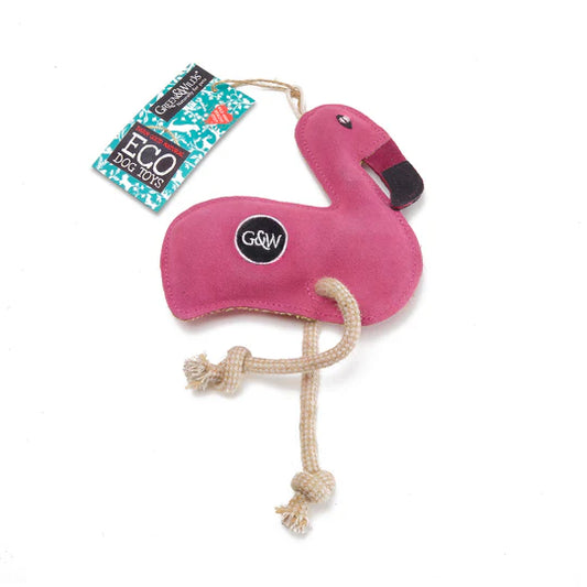 Green & Wilds Floyd the Flamingo, eco dog toy