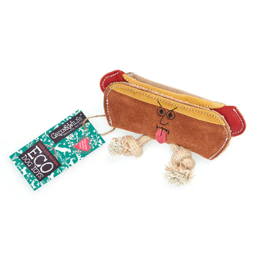 Green & Wilds Harry the hot dog, eco dog toy